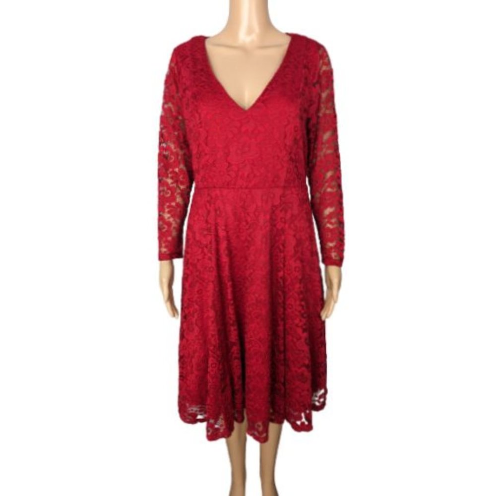 Torrid Jester Red Mini Lace Skater Dress 00